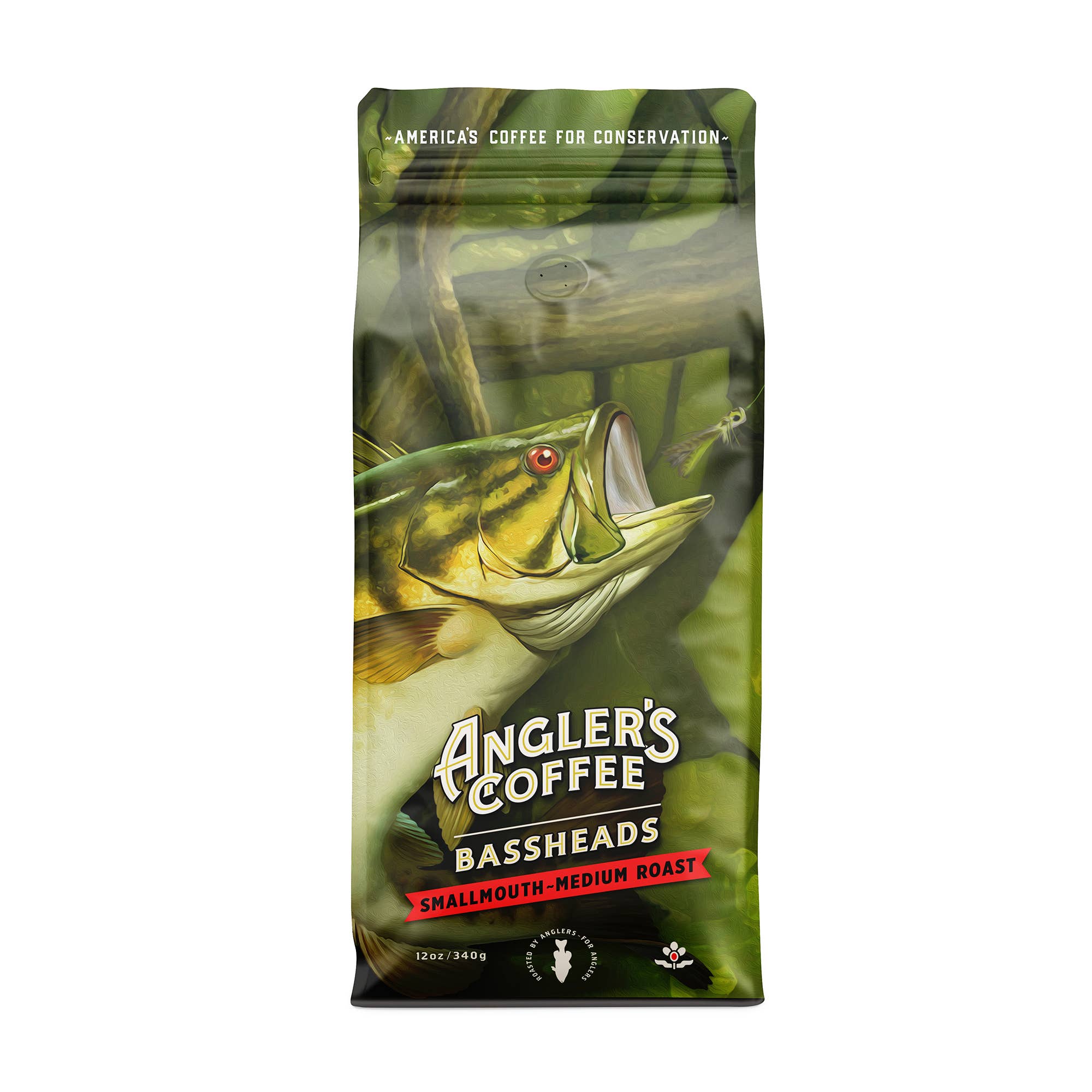 Angler's Coffee - Bassheads Smallmouth Blend - Single Unit: 12oz / Drip Grind - Pacific Flyway Supplies