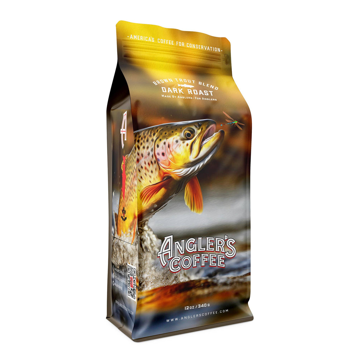 Angler's Coffee - Brown Trout Blend Dark Roast - Single Unit: Drip Grind / 12oz - Pacific Flyway Supplies