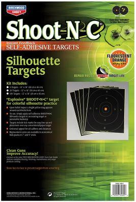 Birchwood Casey 34605 Shoot-N-C Self-Adhesive Paper 12" x 18" Silhouette Yellow Target Paper w/Black Target & Red Accents 5 Per Pack - Pacific Flyway Supplies