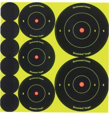 Birchwood Casey 34608 Shoot-N-C Variety Pack Self-Adhesive Paper Bullseye Yellow Target Paper w/Black Target & Red Accents 132 Targets - Pacific Flyway Supplies