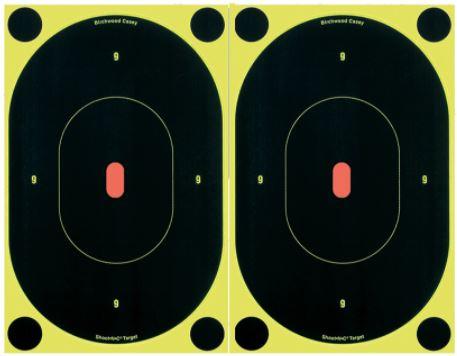 Birchwood Casey 34750 Shoot-N-C Self-Adhesive Paper 7" Silhouette Yellow Target Paper w/Black Target & Red Accents 60 Per Pack - Pacific Flyway Supplies