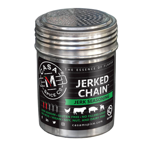Casa M Spice Co - Jerked Chain® Jerk Seasoning Stainless Steel Shaker - Pacific Flyway Supplies