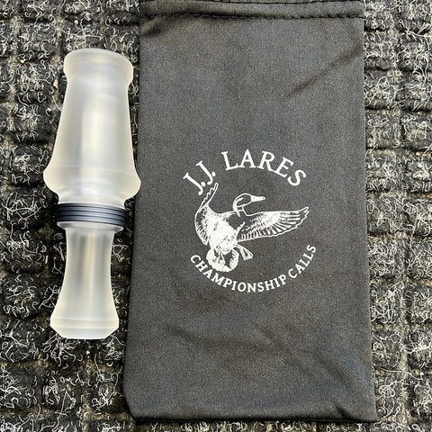 J. J. Lares Hybrid Duck Call - Matte Clear Matte Gun Metal Band - Pacific Flyway Supplies