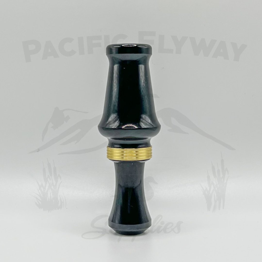 J. J. Lares Hybrid Duck Call - Polished Black Brass Band - Pacific Flyway Supplies