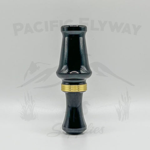 J. J. Lares Hybrid Duck Call - Polished Black Brass Band - Pacific Flyway Supplies