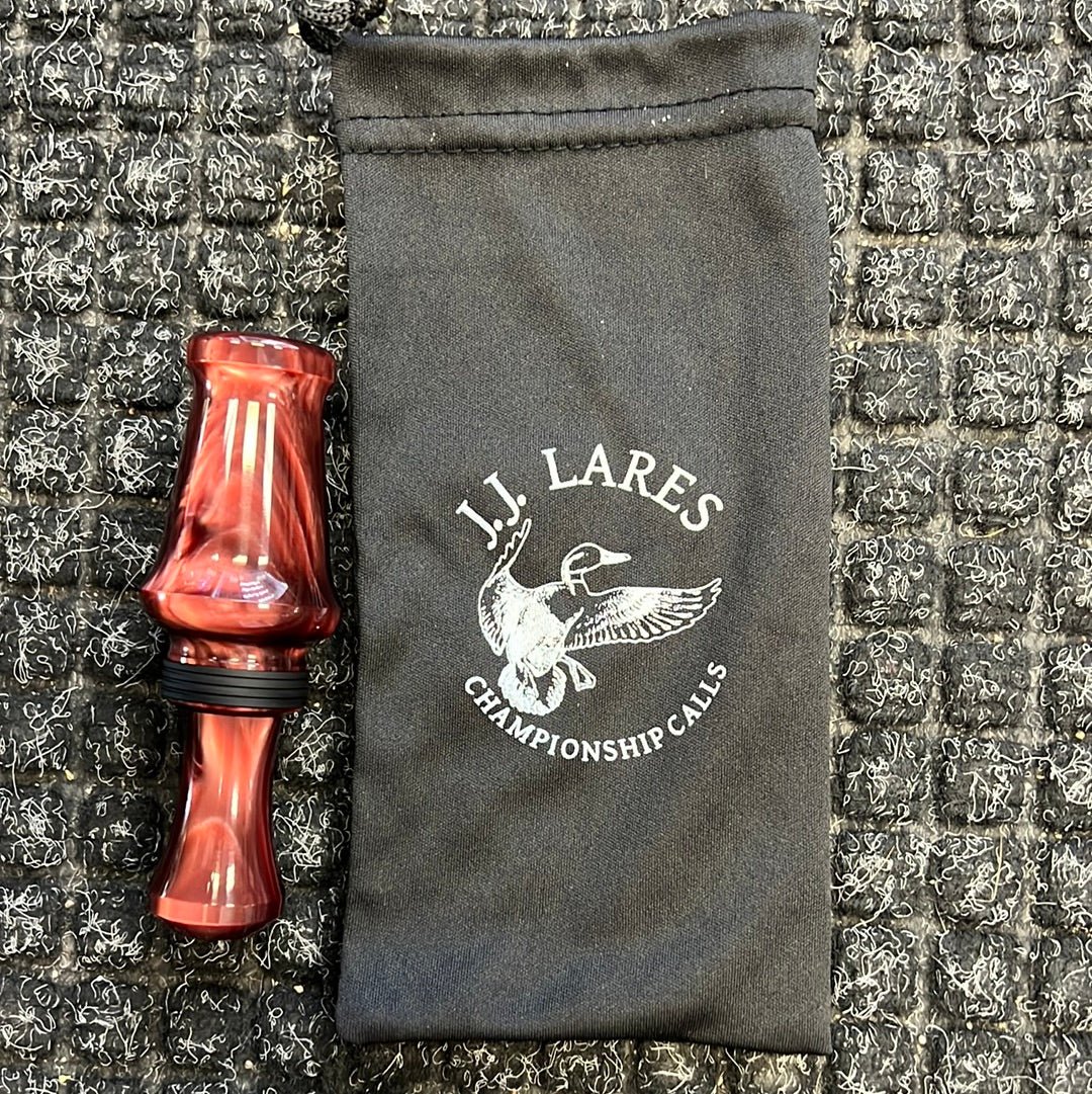 J. J. Lares Hybrid Duck Call - Polished Black Cherry Pearl Matte Black Band - Pacific Flyway Supplies