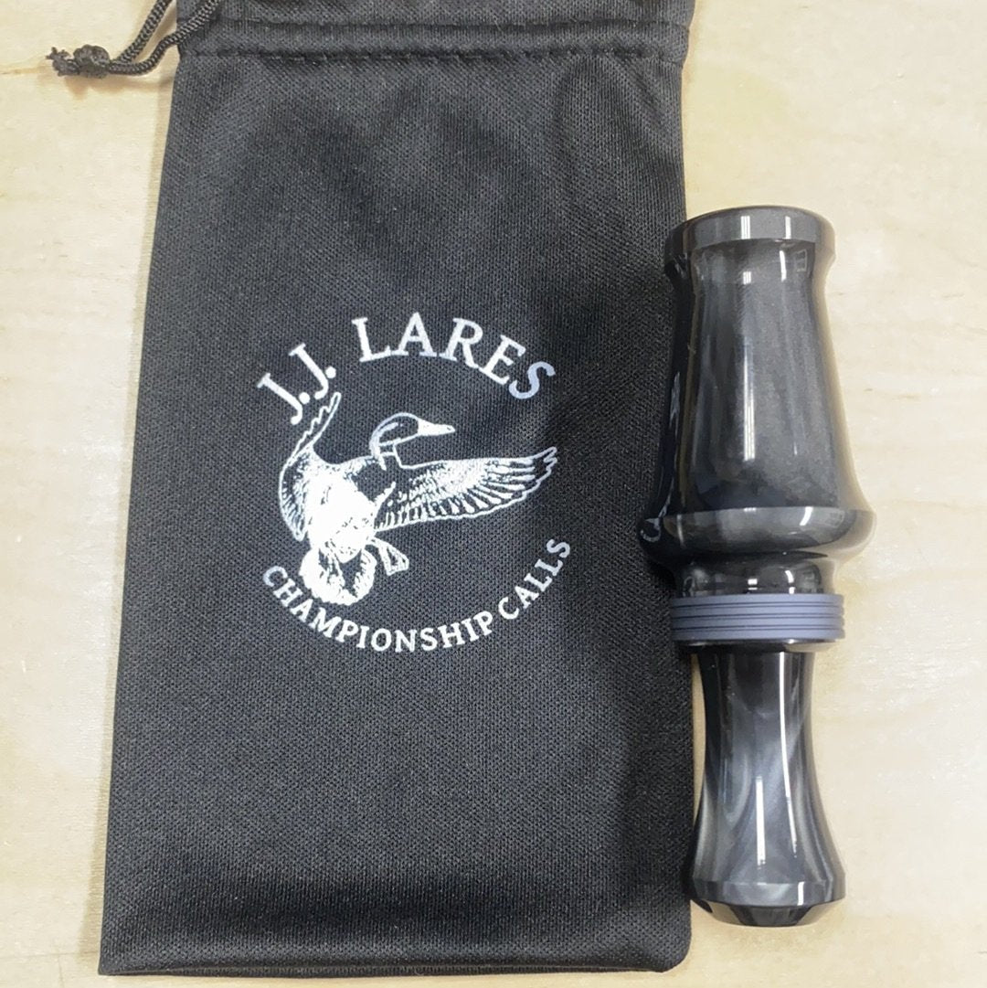 J. J. Lares Hybrid Duck Call - Polished Carbon HD Matte Gun Metal Band - Pacific Flyway Supplies