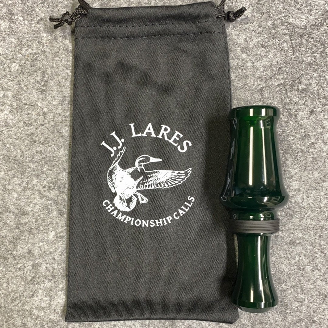 J. J. Lares Hybrid Duck Call - Polished Dark Green Matte Black Band - Pacific Flyway Supplies