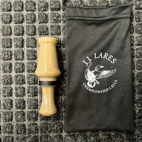 J. J. Lares Hybrid Duck Call - Polished Flat Dark Earth Matte Black Band - Pacific Flyway Supplies