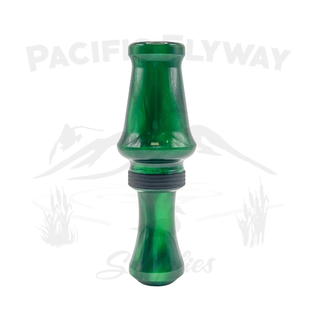 J. J. Lares Hybrid Duck Call - Polished Green Pearl Matte Black Band - Pacific Flyway Supplies