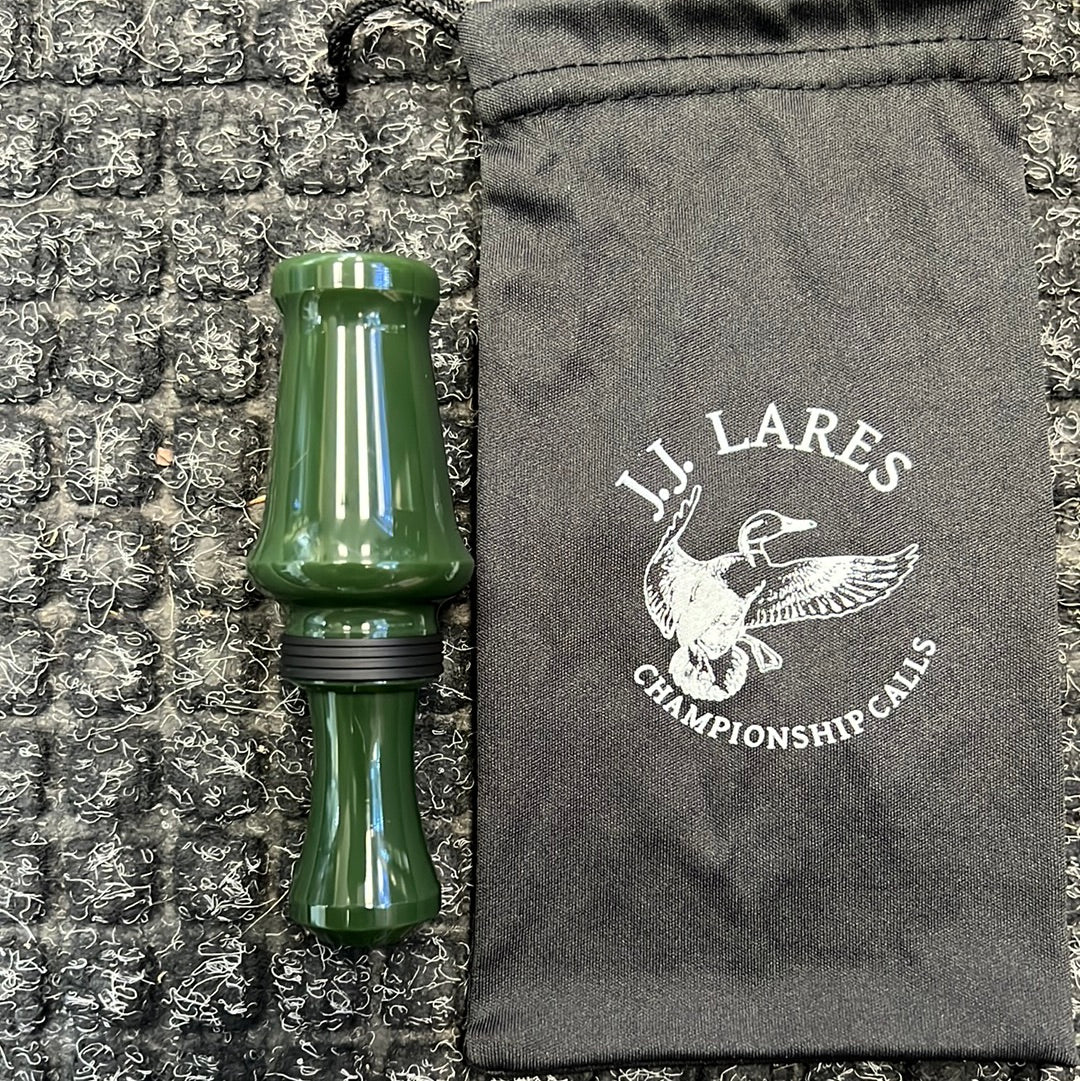 J. J. Lares Hybrid Duck Call - Polished OD Green Matte Black Band - Pacific Flyway Supplies