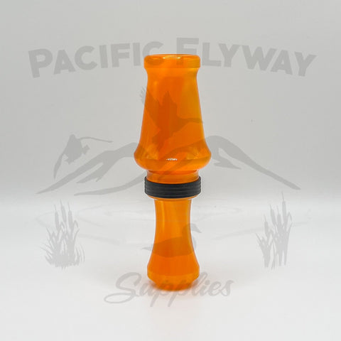 J. J. Lares Hybrid Duck Call - Polished Orange DS Pearl Matte Black Band - Pacific Flyway Supplies