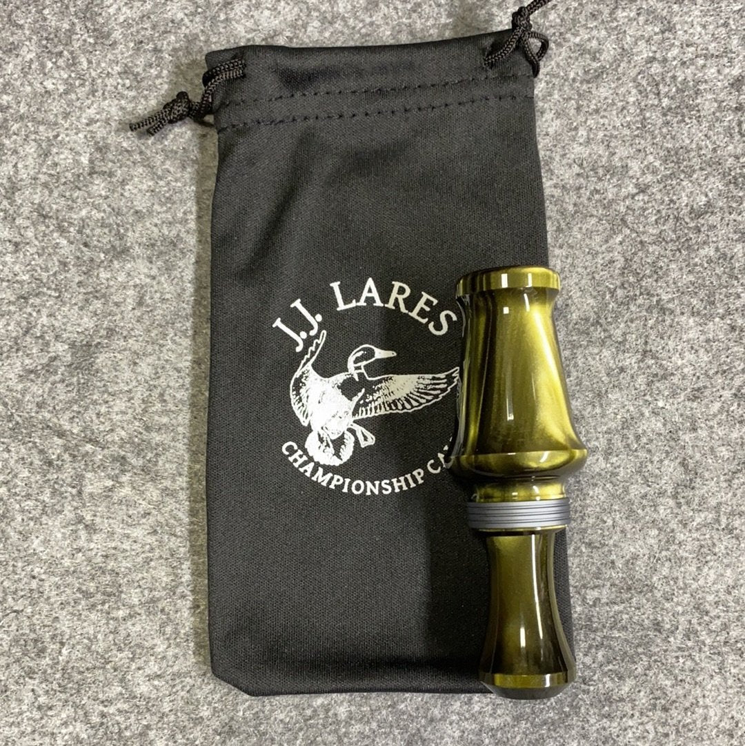 J. J. Lares Hybrid Duck Call - Polished Venom Pearl Matte Gun Metal Band - Pacific Flyway Supplies