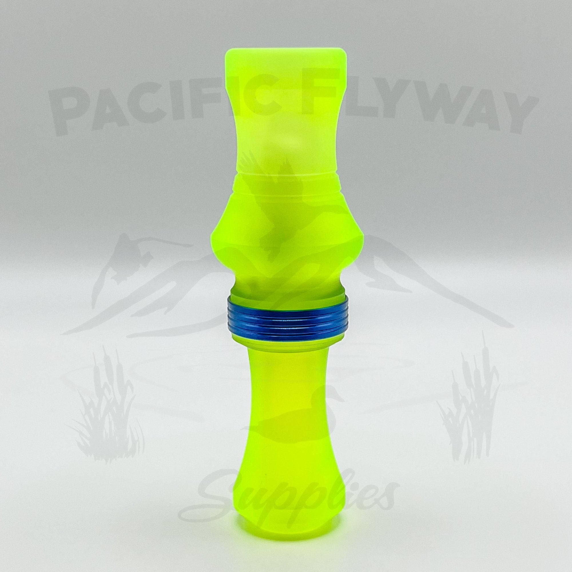 J. J. Lares T-1 Duck Call - Matte Chartreuse Polished Blue Band - Pacific Flyway Supplies
