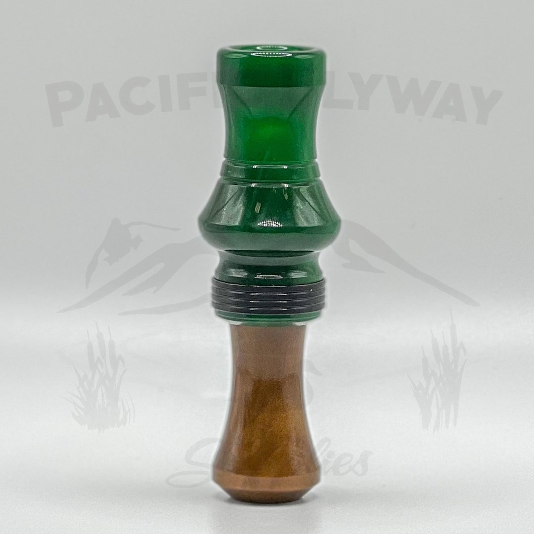 J. J. Lares T-1 Duck Call - Polished Green Pearl Polished Black Band Polished Oak - Pacific Flyway Supplies