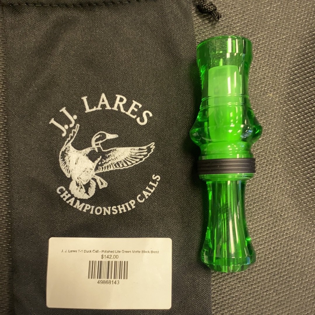J. J. Lares T-1 Duck Call - Polished Lite Green Matte Black Band - Pacific Flyway Supplies