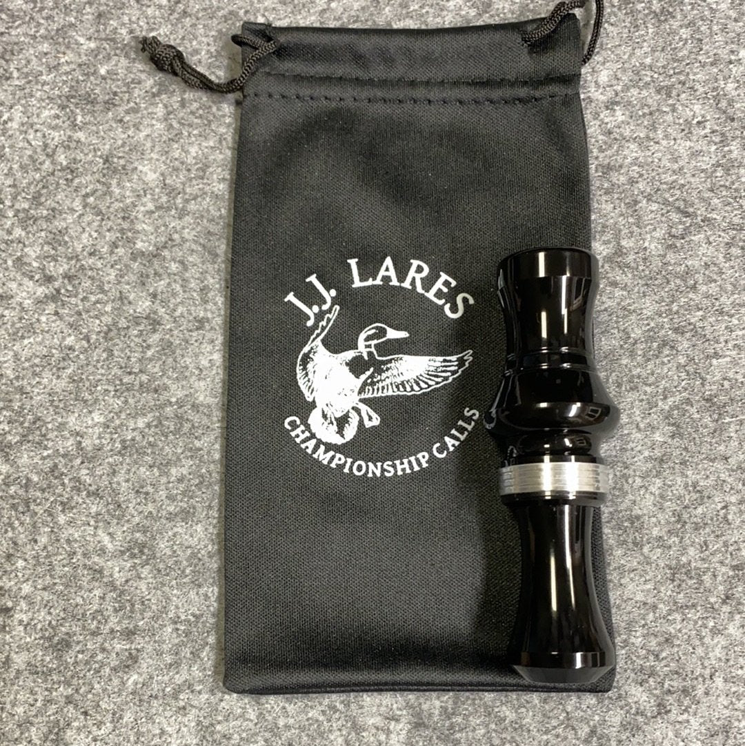 J. J. Lares T-1 Small Bore Duck Call - Polished Black Aluminum Band - Pacific Flyway Supplies