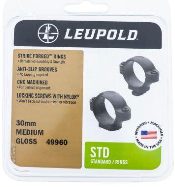 Leupold 49956 Standard Rings Dovetail 30mm Medium Black Matte - Pacific Flyway Supplies