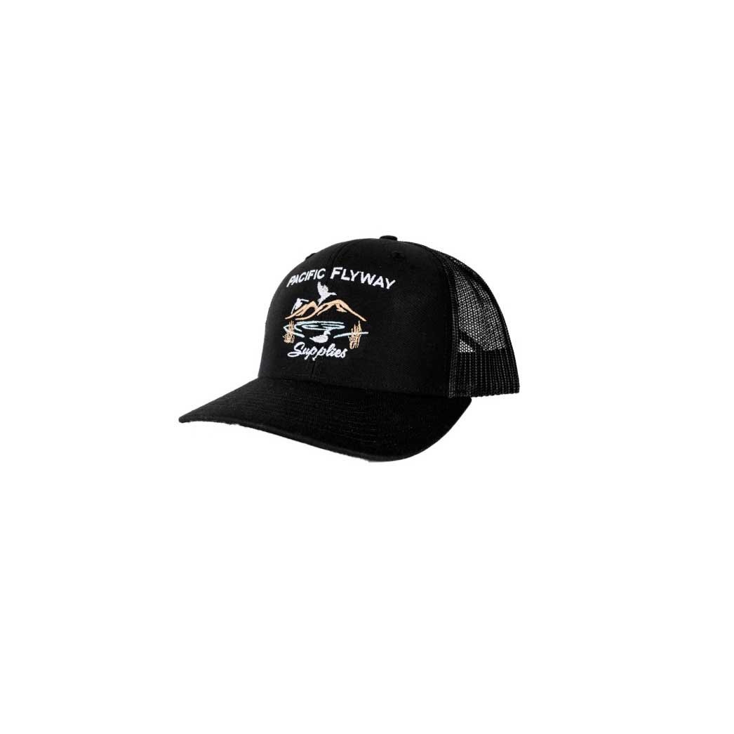 Pacific Flyway Supplies Logo Mesh Snap Back Hat Black - Pacific Flyway Supplies