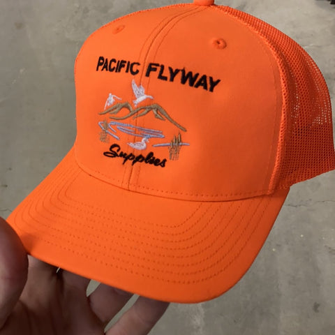 Pacific Flyway Supplies Logo Mesh Snap Back Hat Blaze Orange - Pacific Flyway Supplies