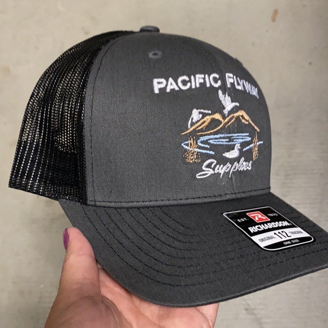 Pacific Flyway Supplies Logo Mesh Snap Back Hat Charcoal/Black - Pacific Flyway Supplies