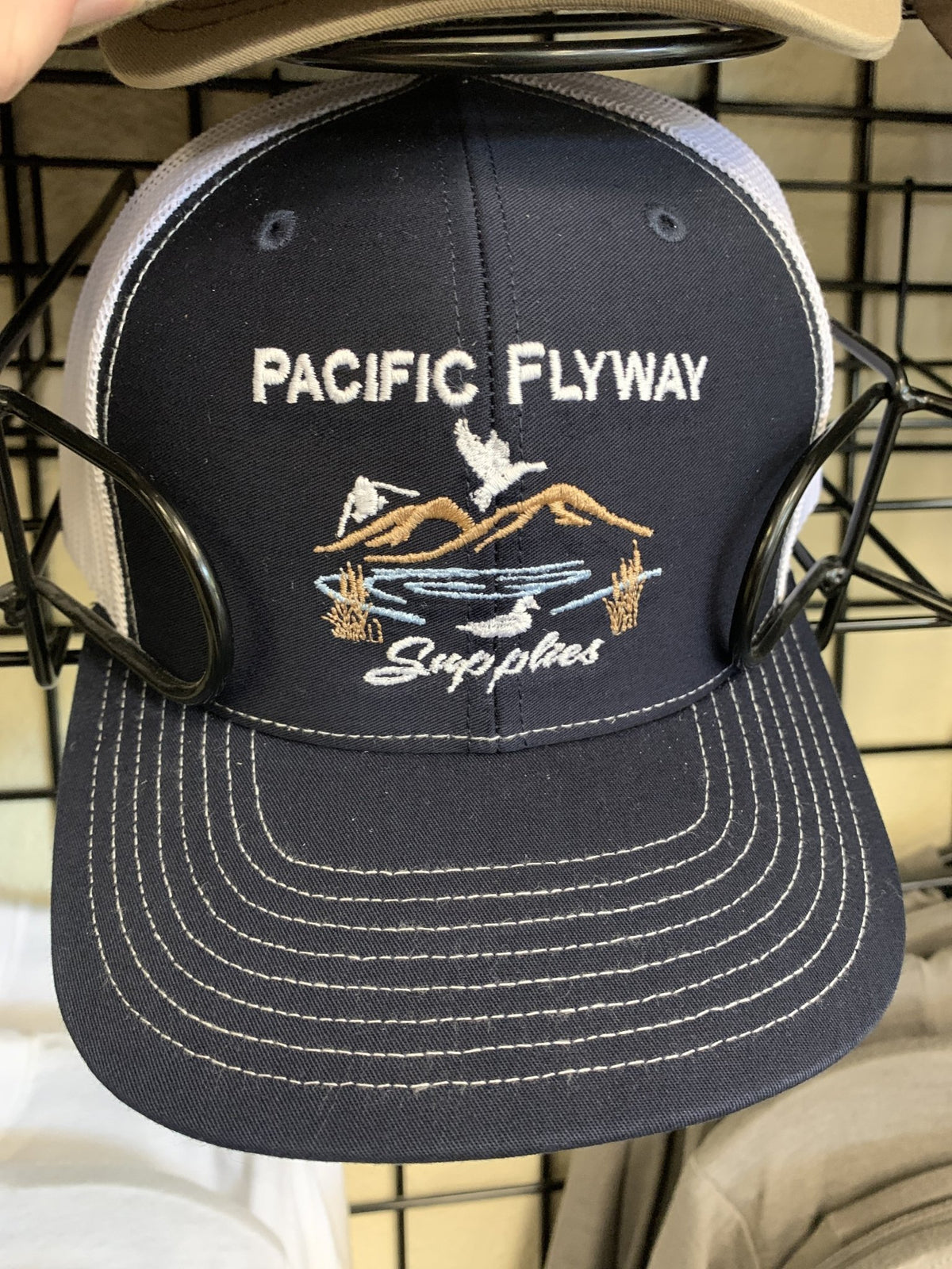 Pacific Flyway Supplies Logo Mesh Snap Back Hat Navy Blue/White - Pacific Flyway Supplies