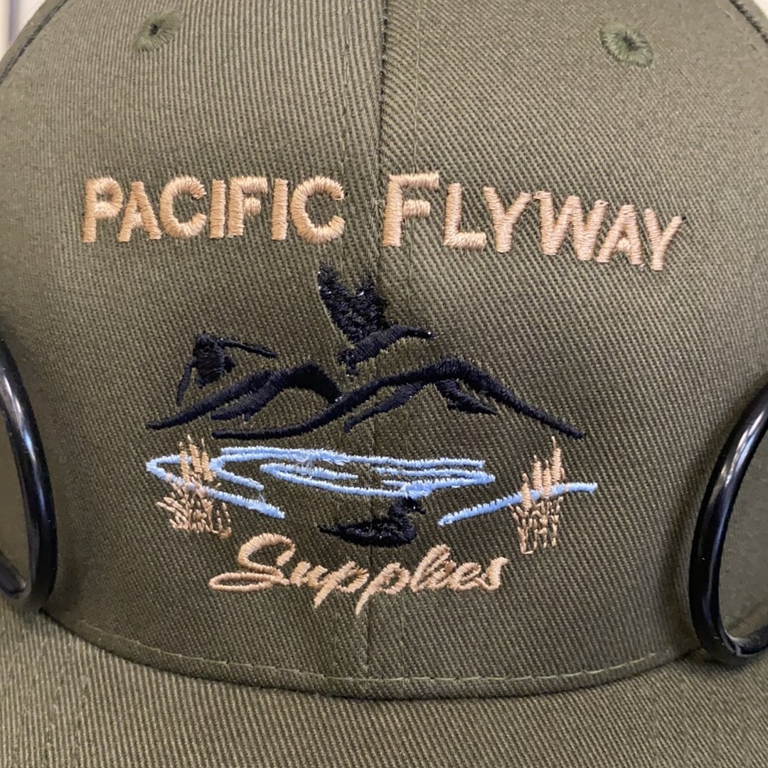 Pacific Flyway Supplies Logo Mesh Snap Back Hat Olive/Black - Pacific Flyway Supplies