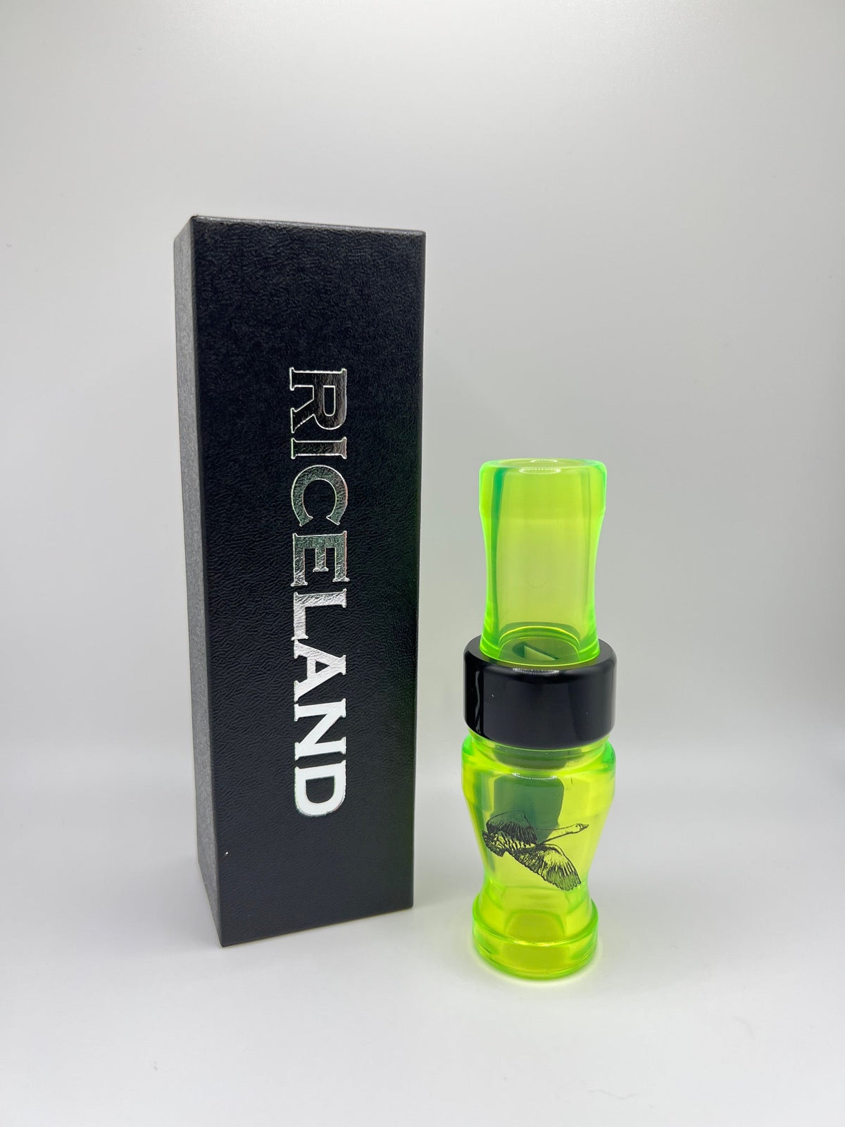 Riceland Custom Calls Acrylic 3/4" Guts Specklebelly Polished Chartreuse Black Band - Pacific Flyway Supplies