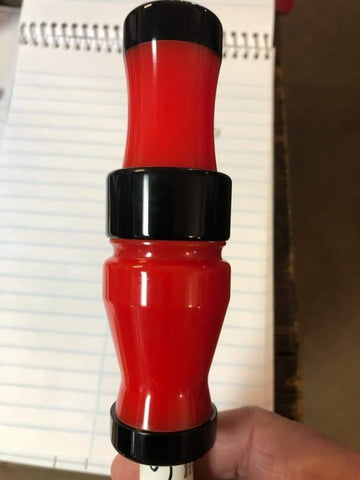 Riceland Custom Calls Special Edition Acrylic 3/4 Gut Speck Call Ferrari Red with Black Tips - Pacific Flyway Supplies