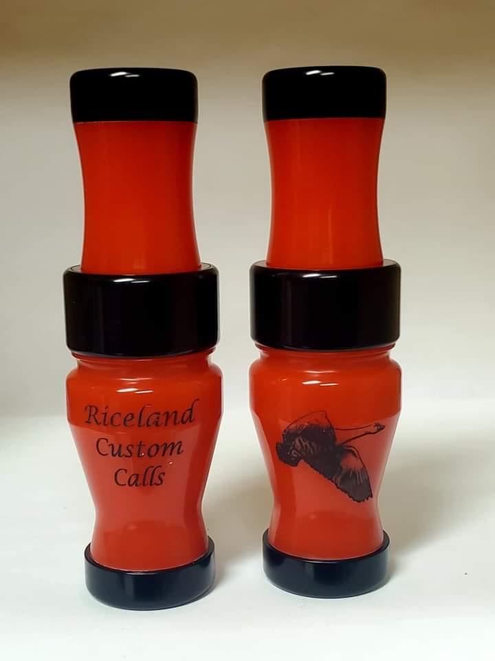 Riceland Custom Calls Special Edition Acrylic 3/4 Gut Speck Call Ferrari Red with Black Tips - Pacific Flyway Supplies