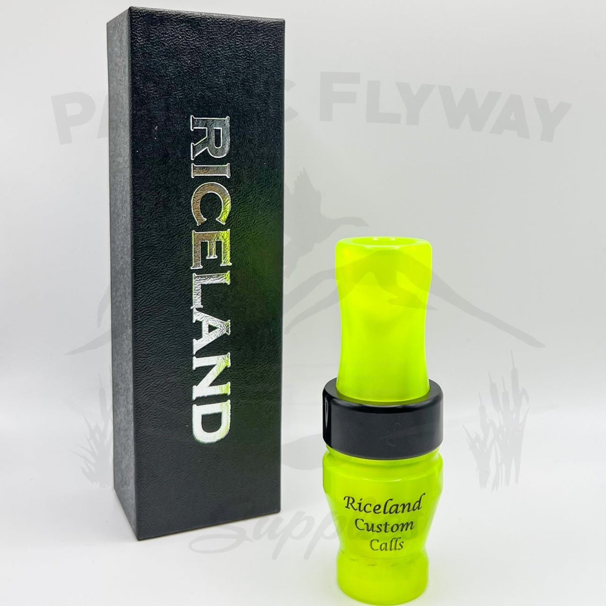 Riceland Custom Calls Specklebelly Acrylic 3/4" Guts Special Edition Shortly Barrel Polished Chartreuse Pearl Black Band - Pacific Flyway Supplies
