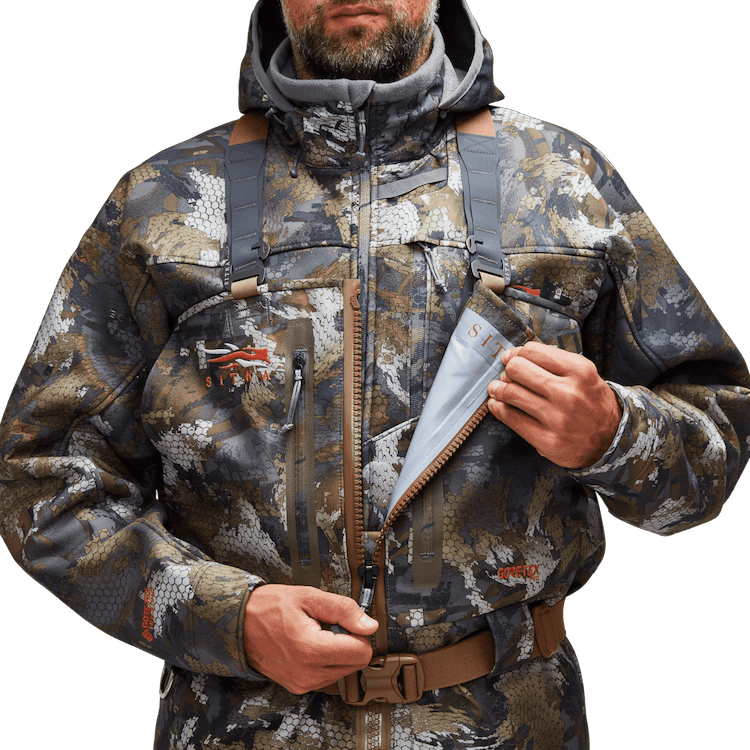 Sitka Gear Delta Zip Wader - Optifade Waterfowl Timber (Large 12 Boot) - Pacific Flyway Supplies