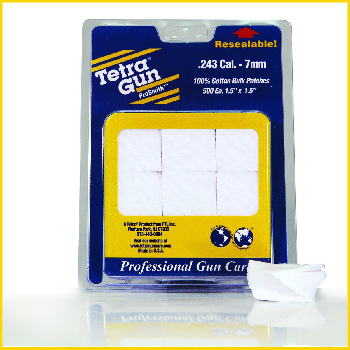 Tetra Gun .243 Cal. - 7mm Cotton Cleaning Patches (500 pack) - Pacific Flyway Supplies