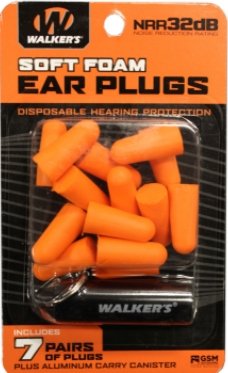 Walkers GWPPLGCANOR Foam Ear Plugs 32 dB Orange with Black Canister (7 Pair) - Pacific Flyway Supplies