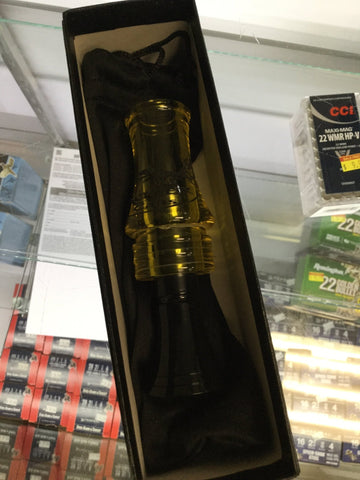 Xciter duck call plain Jane acrylic translucent yellow and black poly insert - Pacific Flyway Supplies
