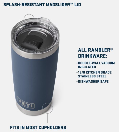 Yeti Rambler 20 oz Tumbler with Magslider Lid - Power Pink - Pacific Flyway Supplies