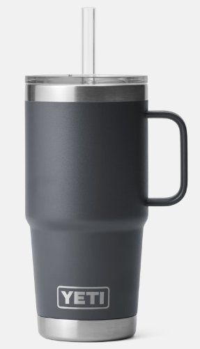 Yeti Rambler 25 oz Mug with Straw Lid - Charcoal - Pacific Flyway Supplies
